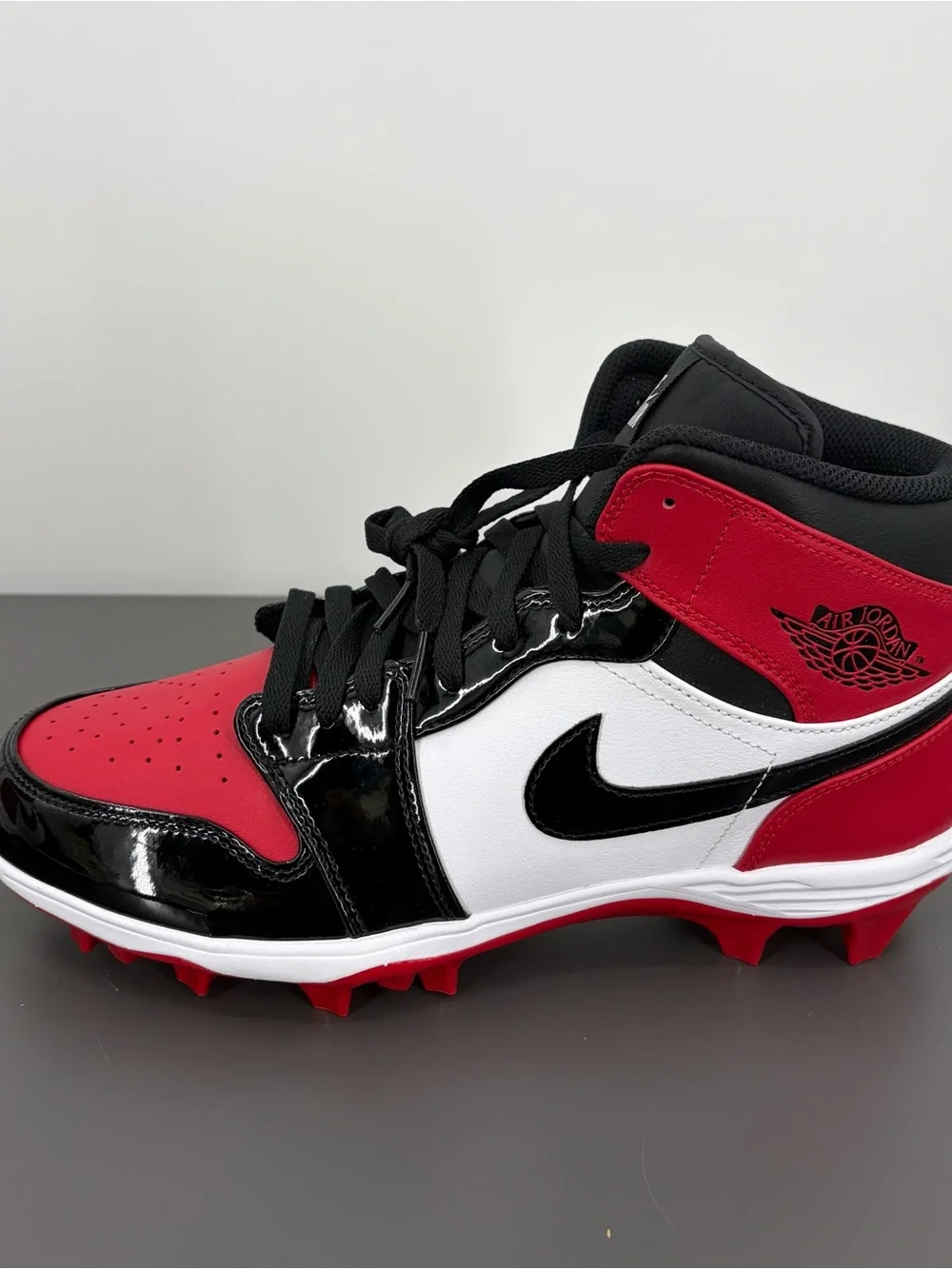 New‎ Men’s Nike Air Jordan 1 MID TD Red Black Baseball Cleats Size 12 FJ6805 601
